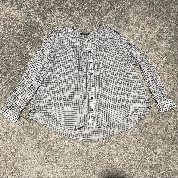 Zara Tops - Checkered Button-Up Blouse
